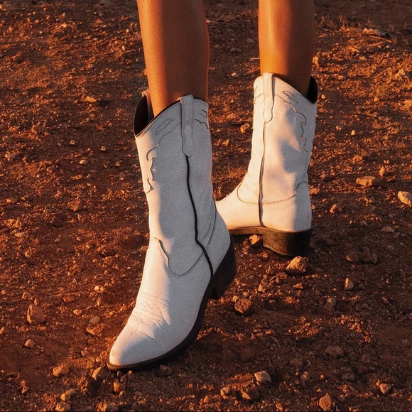 Princess Polly Shoes - ROC WHITE COWBOY BOOTS